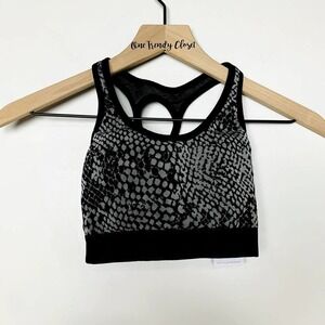 Spiritual Gangster NWT Black Snakeskin Print Textured Racerback Sports Bra